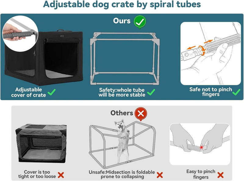 Dog Crate Large Portable Travel Crate Sturdy Frame 76 X 50 X 49CM