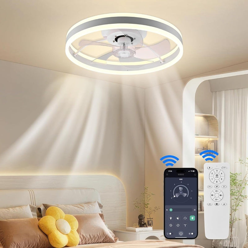 Ceiling Fans with Lights, 50CM Fan Lights Ceiling for Bedroom Reversible