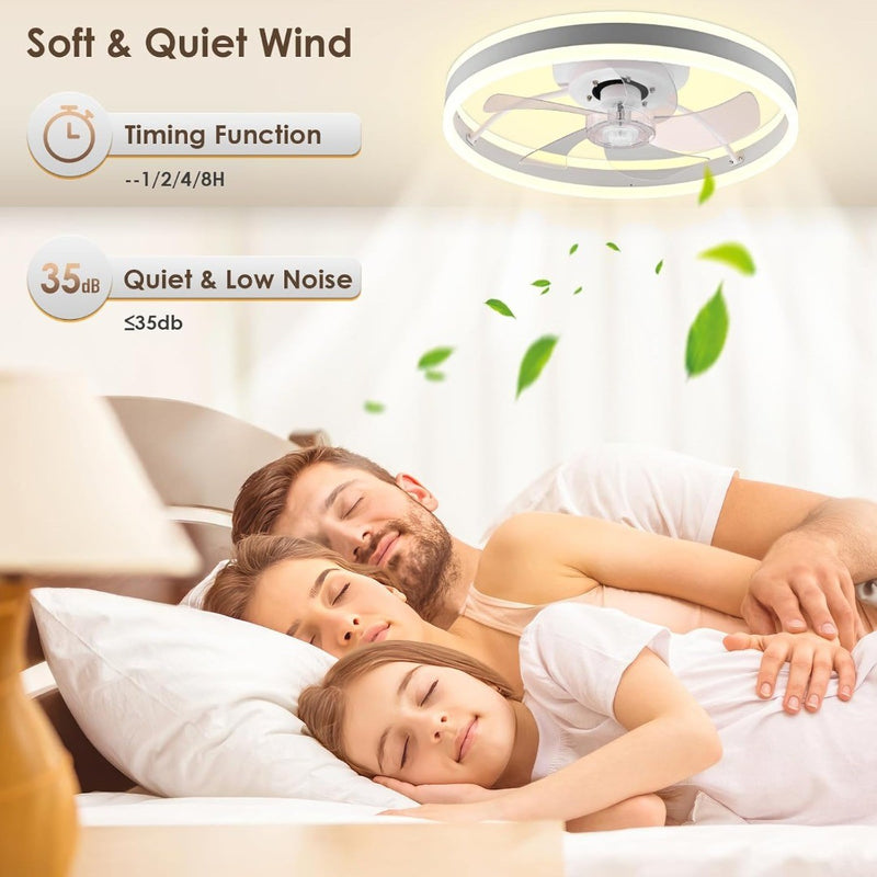 Ceiling Fans with Lights, 50CM Fan Lights Ceiling for Bedroom Reversible