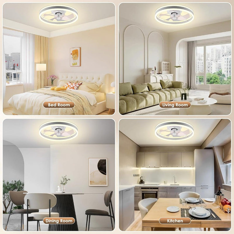 Ceiling Fans with Lights, 50CM Fan Lights Ceiling for Bedroom Reversible