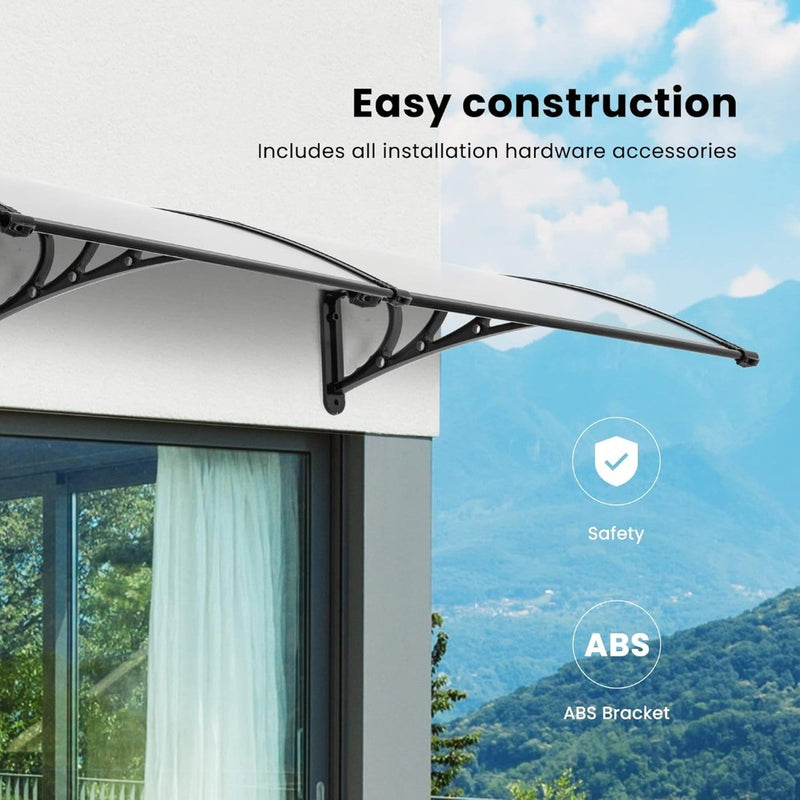 Polycarbonate Window Door Awning Canopy Transparent Black Bracket 100×300