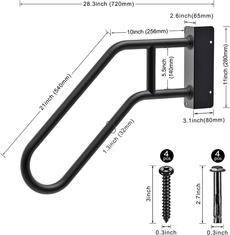 Heavy Duty 30" Handrail for Outdoor 1-4 Step Left Hand