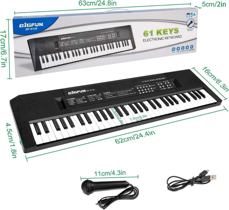 61-Key Keyboard Piano Music Piano with Microphone Portable for kids Ages 3 to 12