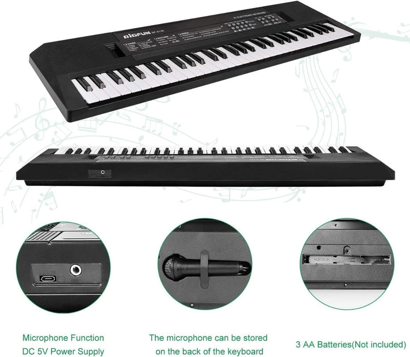 61-Key Keyboard Piano Music Piano with Microphone Portable for kids Ages 3 to 12