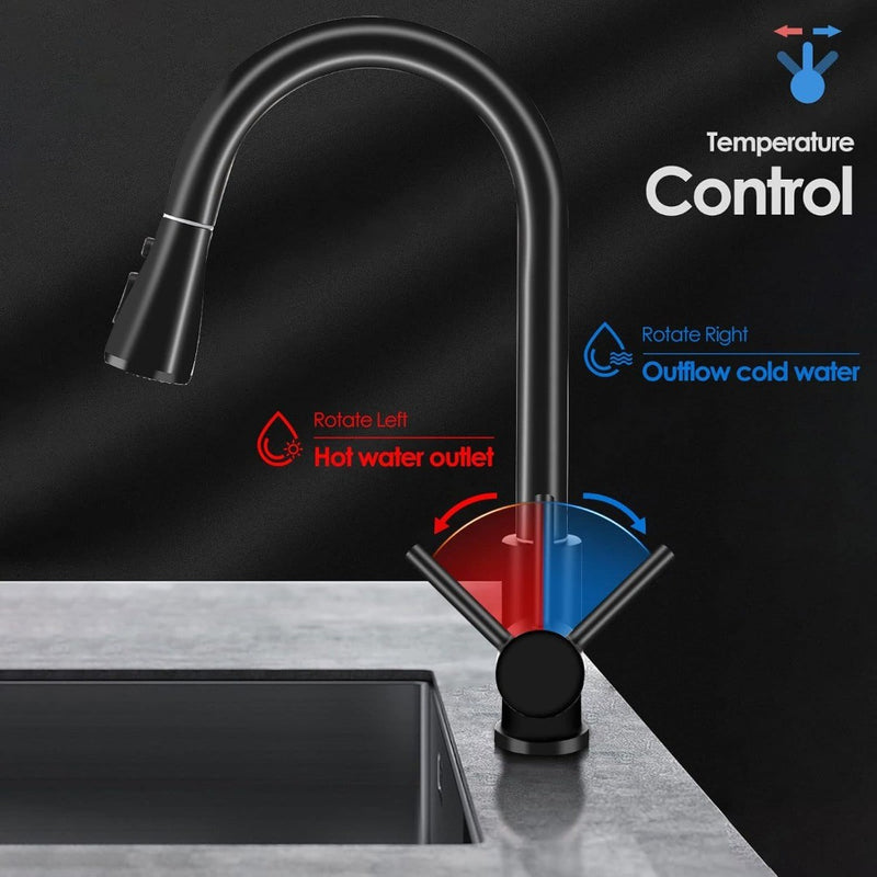 Kitchen Sink Tap 360° Swivel Kitchen Faucet Single Handle BLK