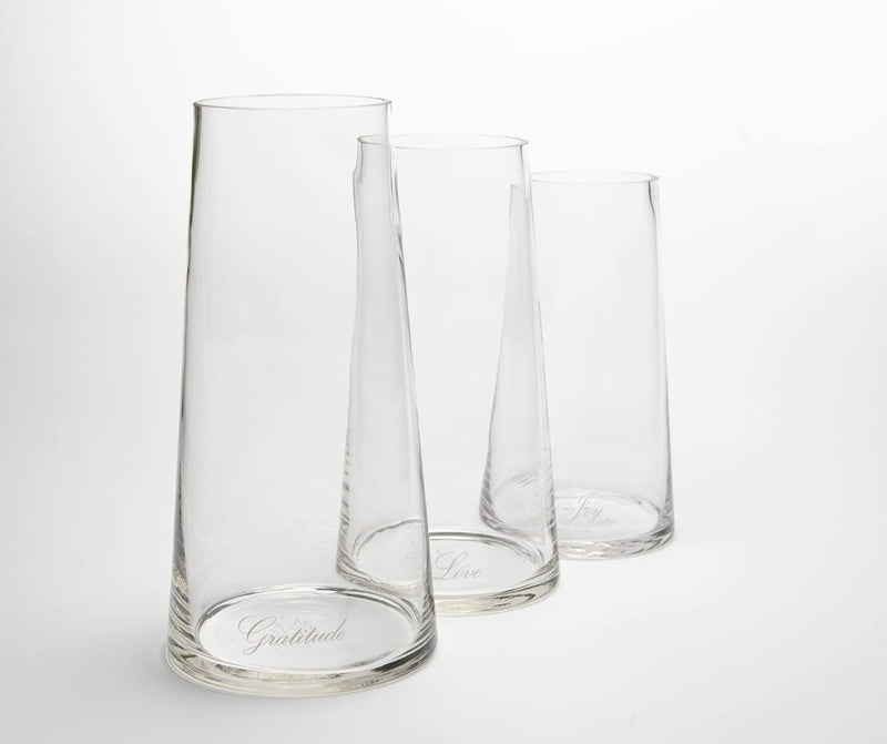 3 Tall Glasses Vessels Of Love Joy