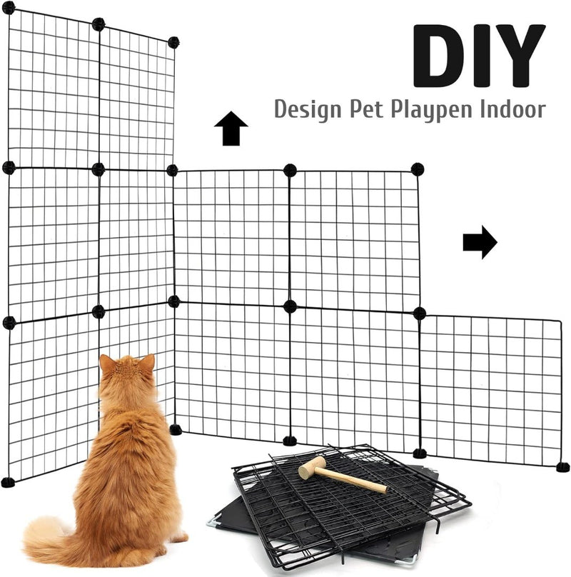 Cat Condo Wire Cage 75cm Black Playhouse Pet Playpen Black Metal Wire Penthouse