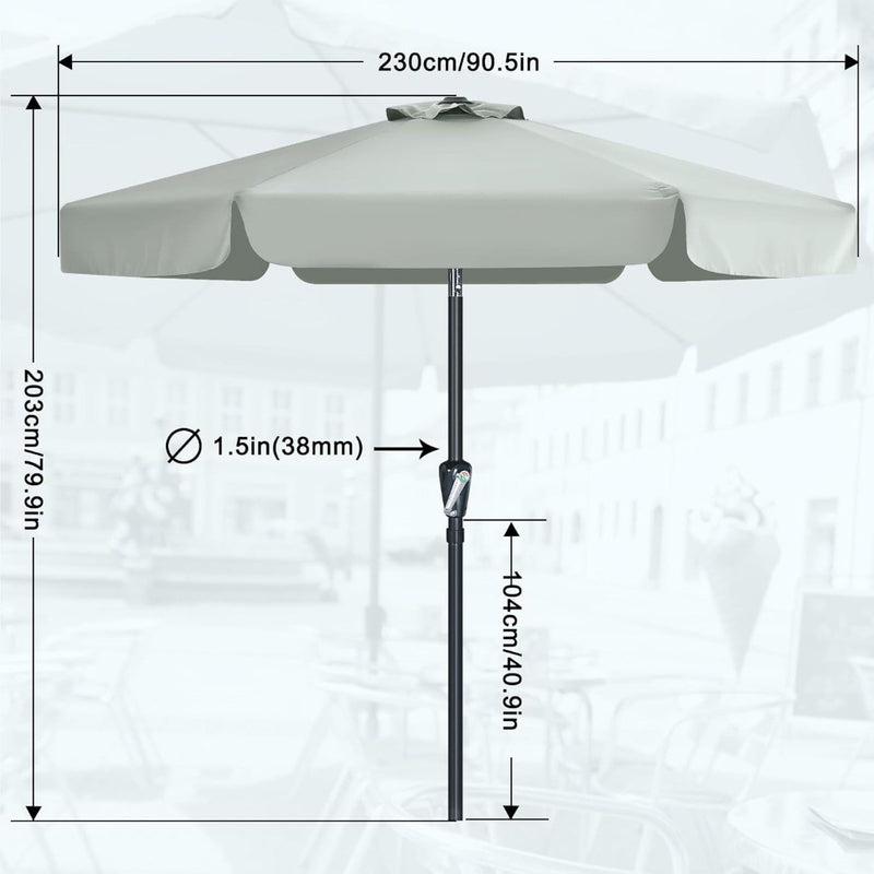 Valance Patio Umbrella for Outdoor Table Market (2.3M, Light Gray)