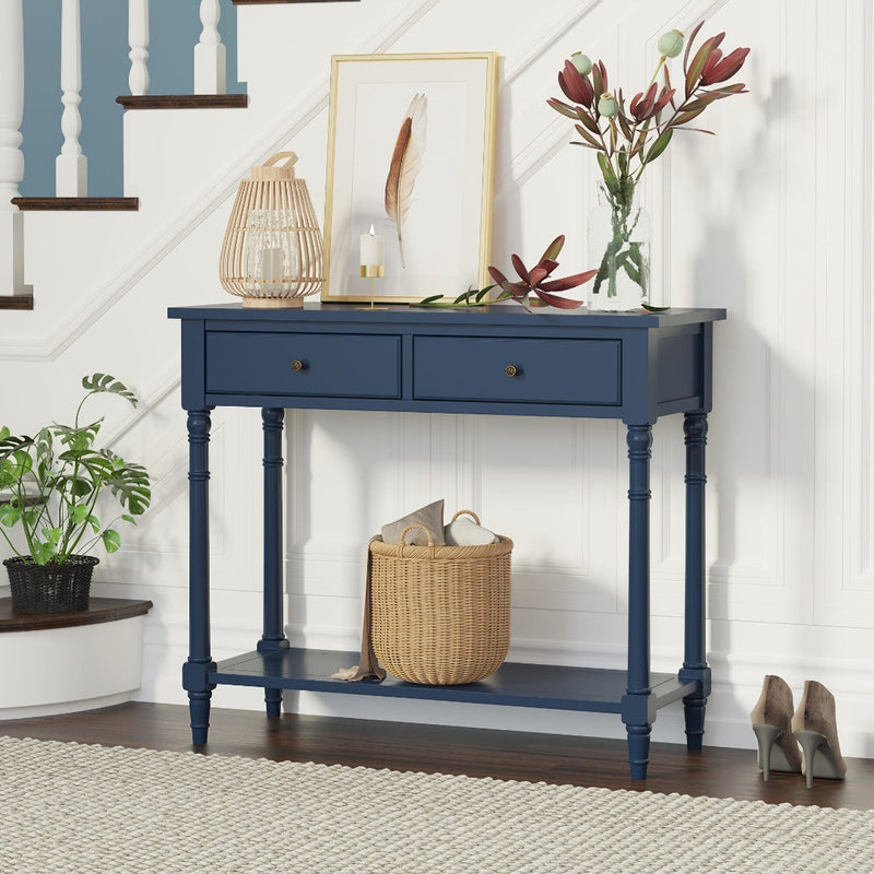 Console Table with Storage Drawers, Slim Console Table for Hallway, Compact