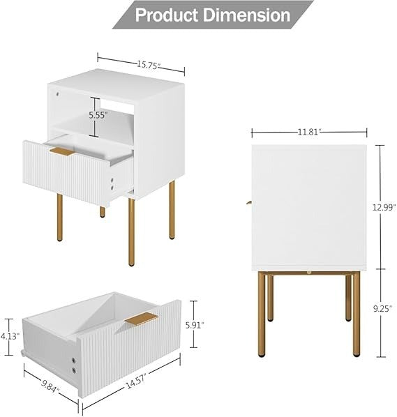 Night Stand, Modern Nightstand with Drawers, End Tables Living Room