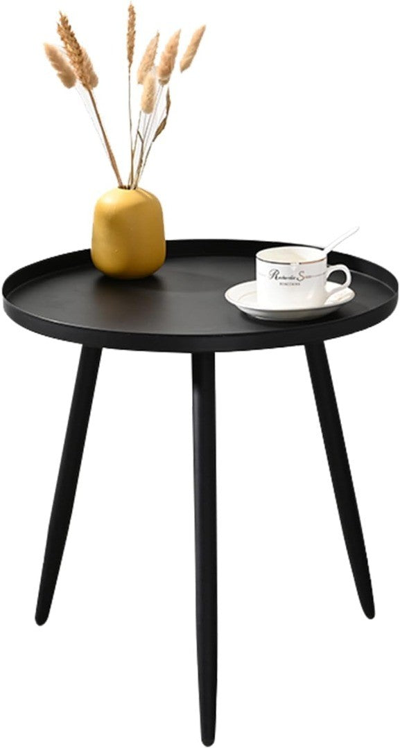 Black Round Side Table, Round Sofa Coffee Table, Modern Simple Metal Frame