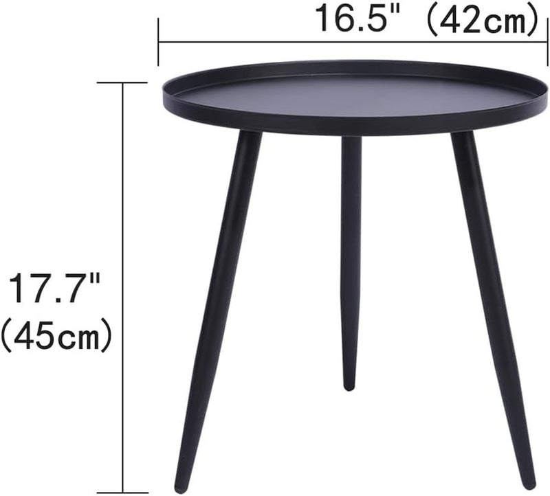 Black Round Side Table, Round Sofa Coffee Table, Modern Simple Metal Frame