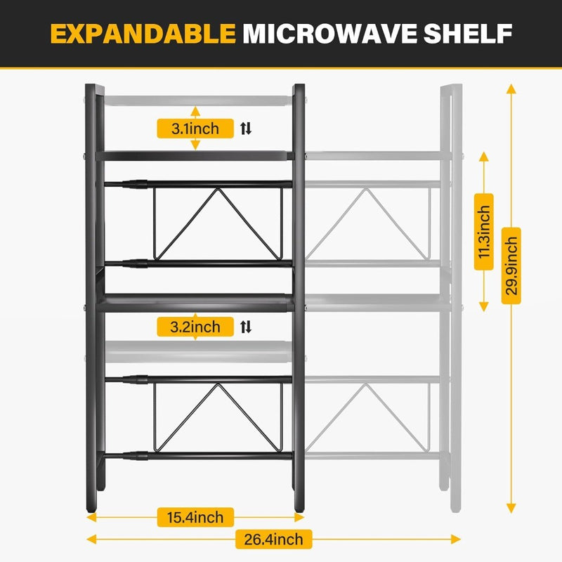 Extendable Microwave Stand Shelf - Hooks - Holder - Cutlery Box - for Counter