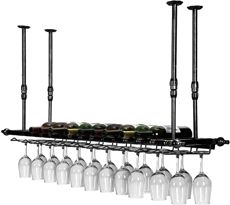 Hanging Wine Glass Holder Adjustable Black