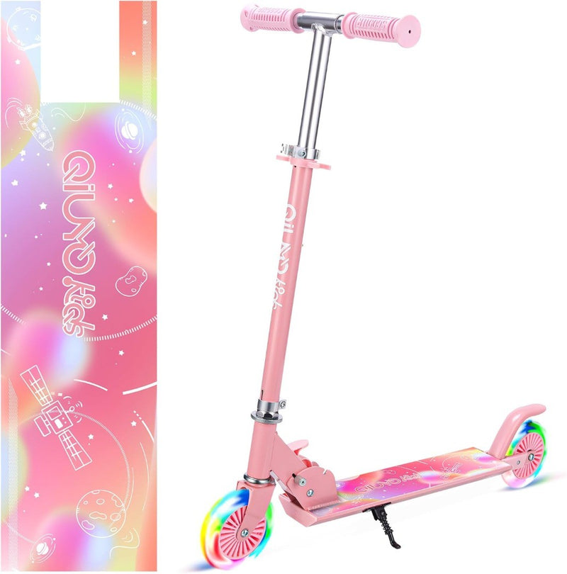 Kids Scooter Foldable Adjustable Height Pink