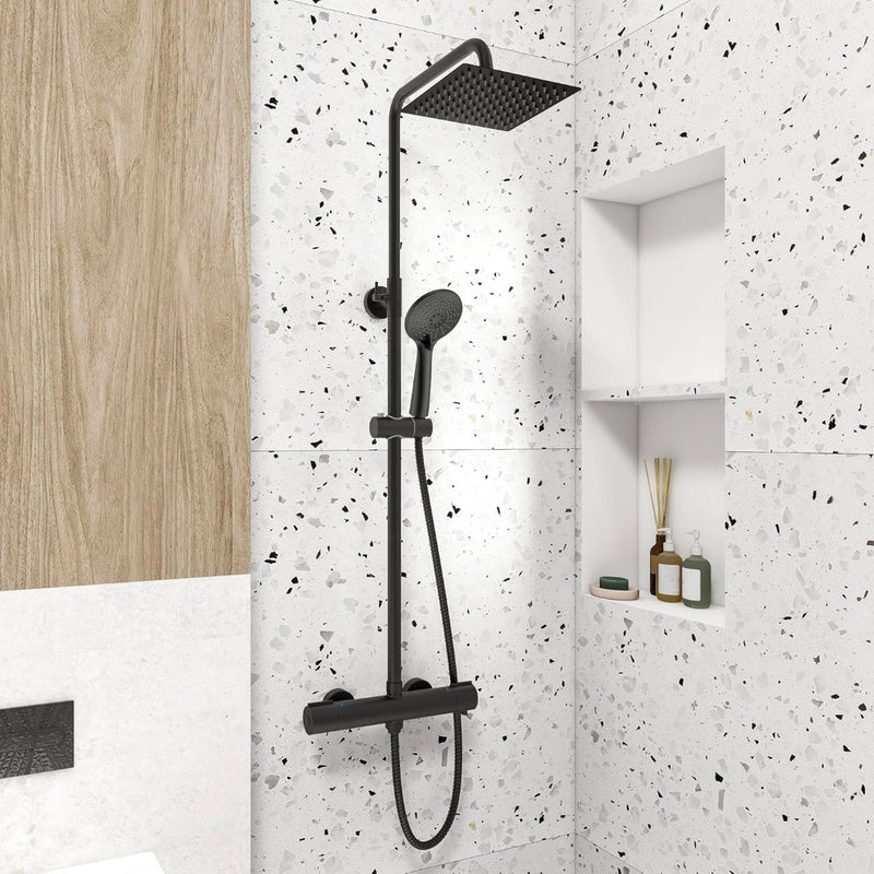 Thermostatic Shower Mixer Set Matte Black