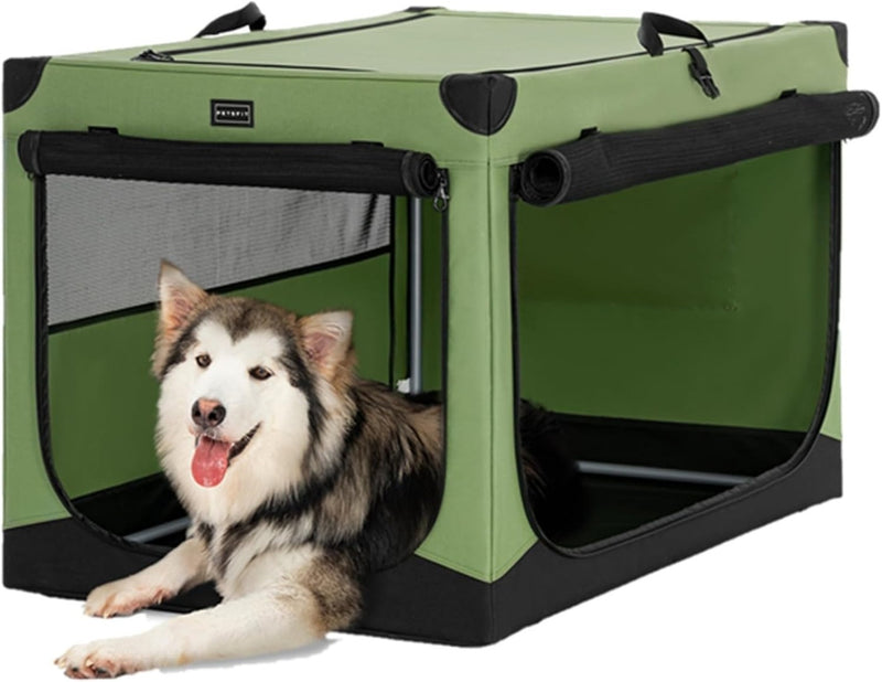 Collapsible Dog Crate, Adjustable Fabric Cover