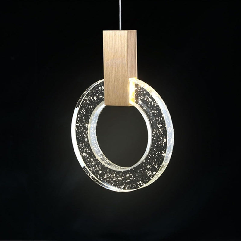 Pendant Ring Crystal Lights Gold Hanging