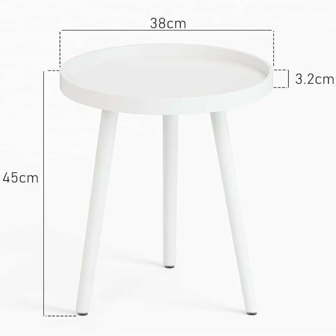 White Side Table Modern Coffee Tray End Table for Bedroom