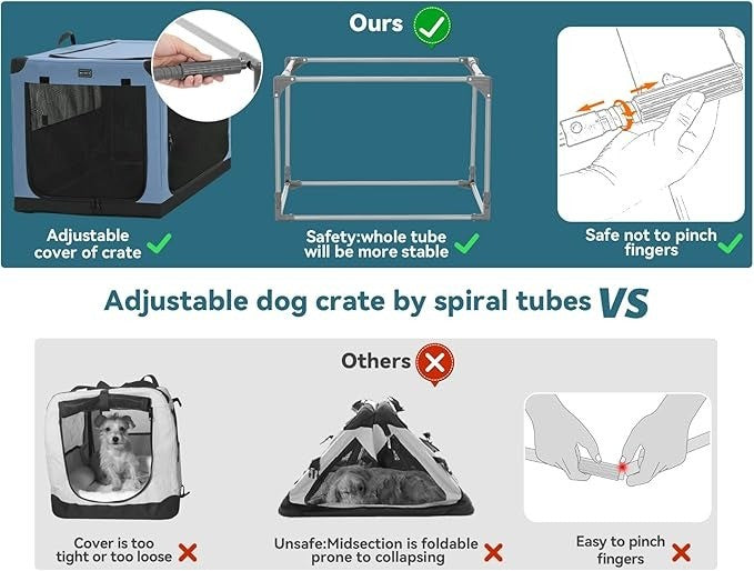 Dog Crates for Large Dogs, Adjustable Fabric Cover by Spiral Iron Pipe