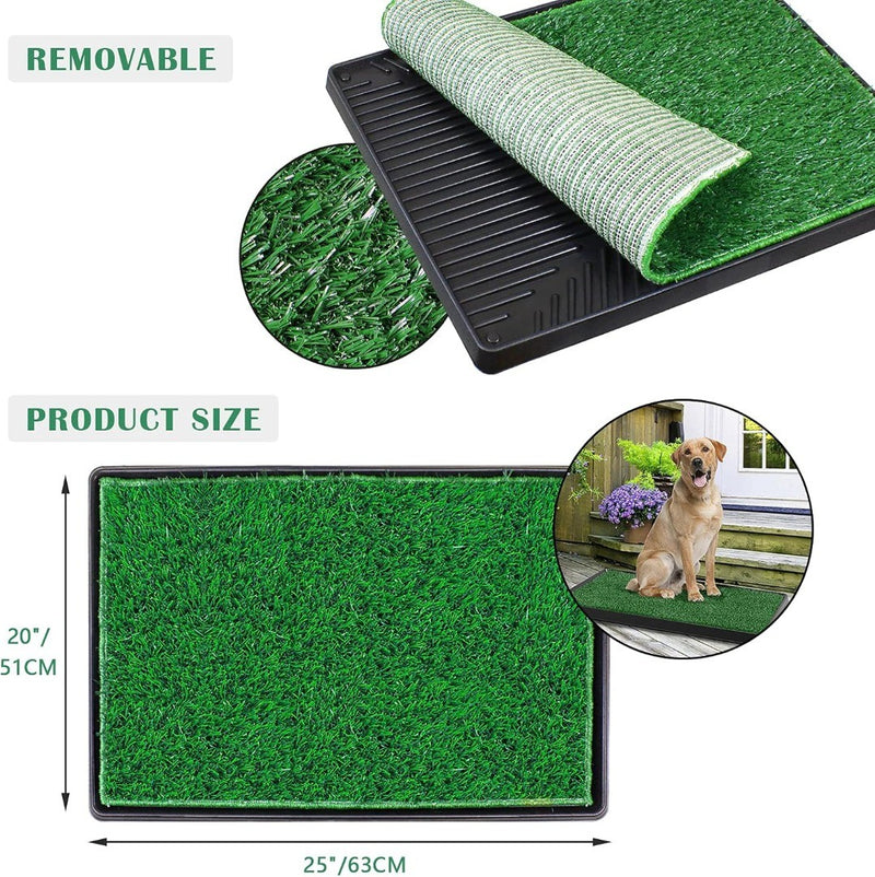 Dog Toilet Puppy Pee Training Pad with Two Artificial Grass Mats