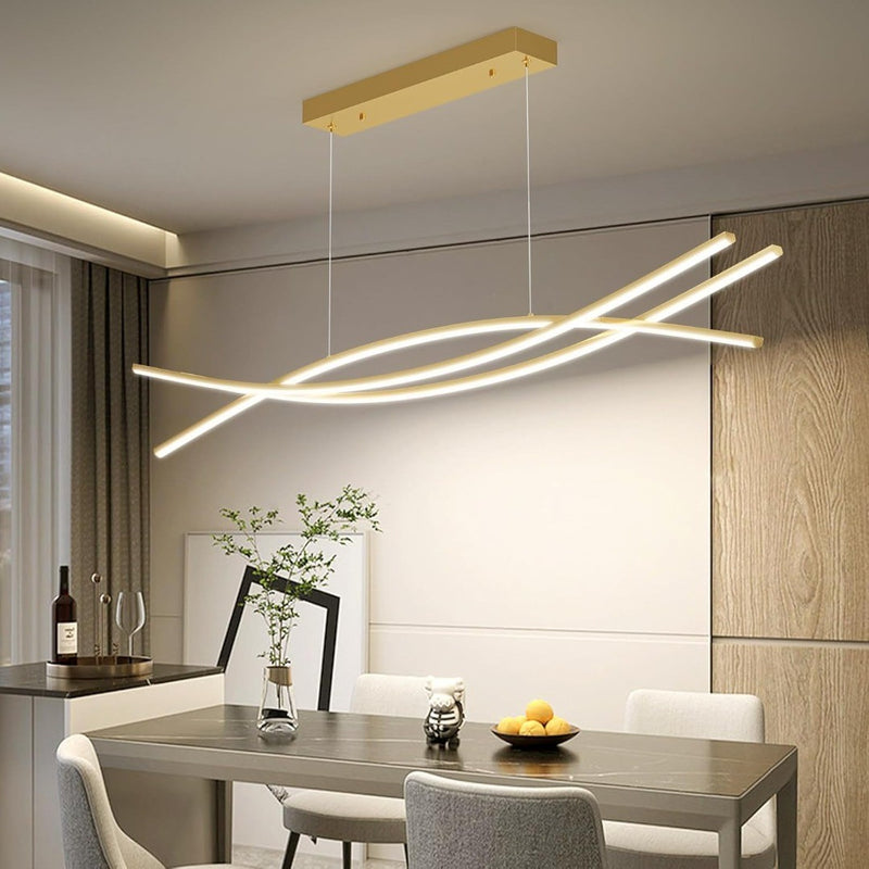 Pendant Light with Remote 120cm Gold Suspension