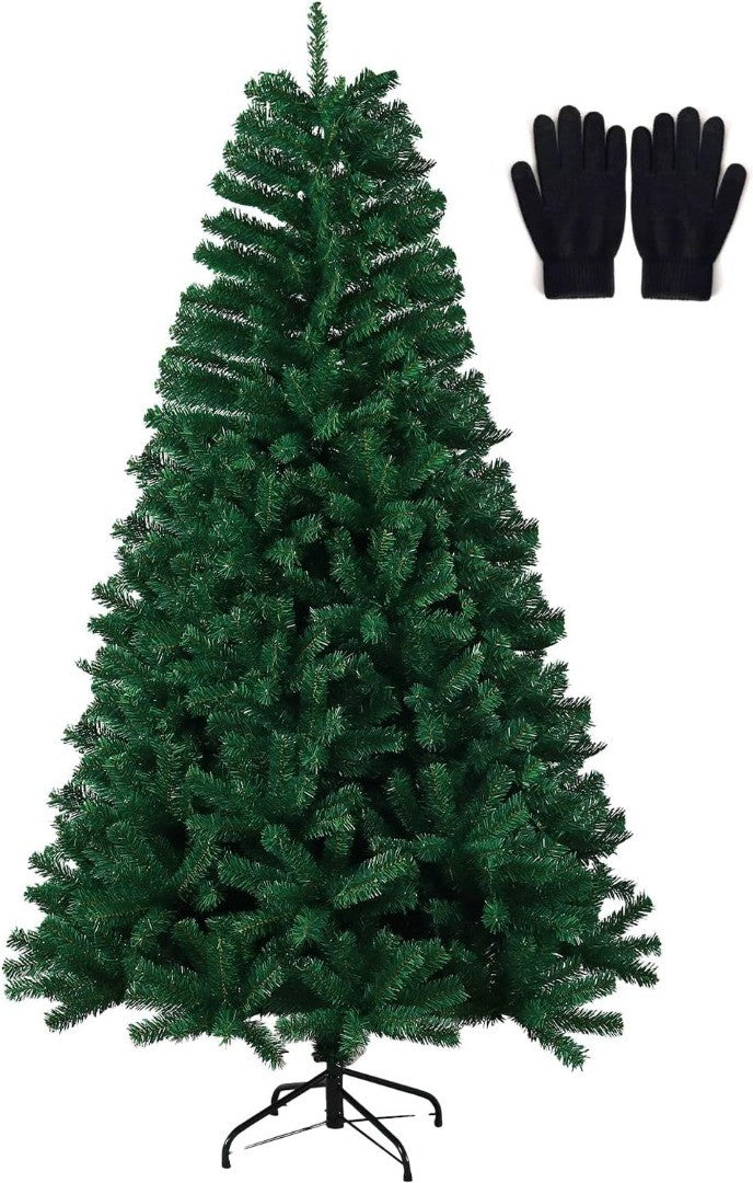 6ft Christmas Tree with Foldable Metal Stand, 800 Tips Artificial Christmas Tree