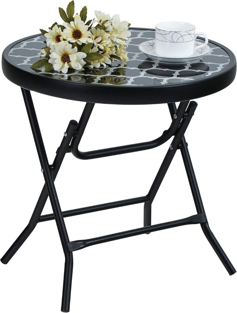 Folding Side Table Coffee Table Outdoor Black