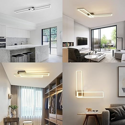 Led Ceiling Light Dimmable, 40W Modern Double Rectangles Design Ceiling Lamp