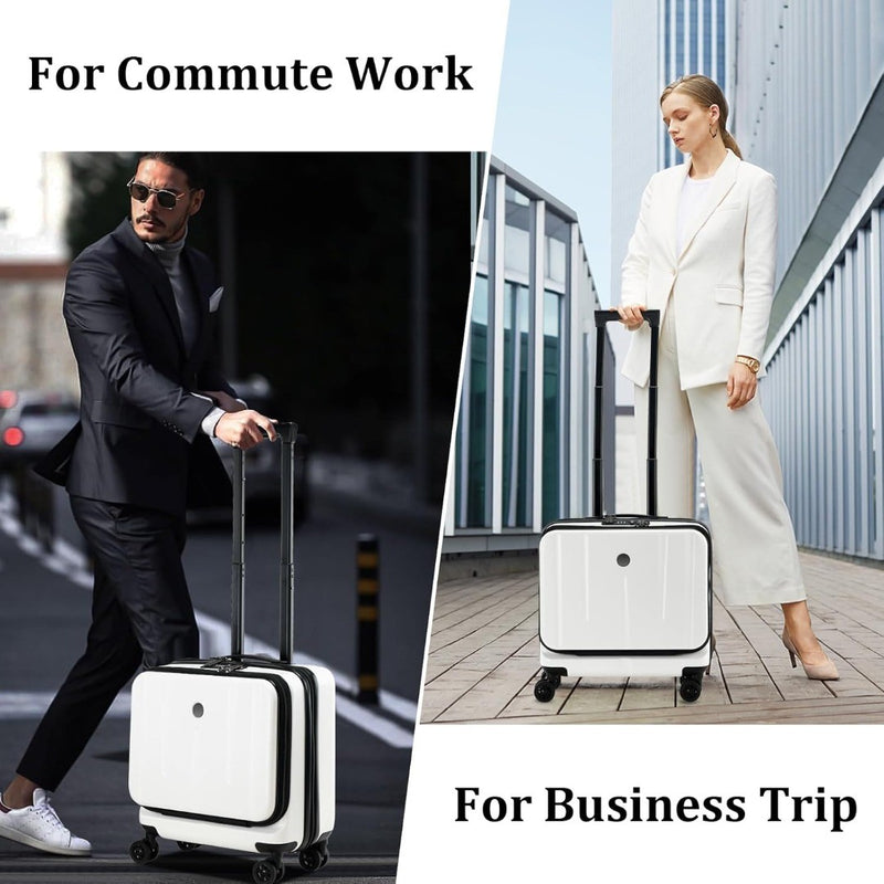 Carry On Briefcase Luggage - 16" - 2 Laptop Compartments - Milky White