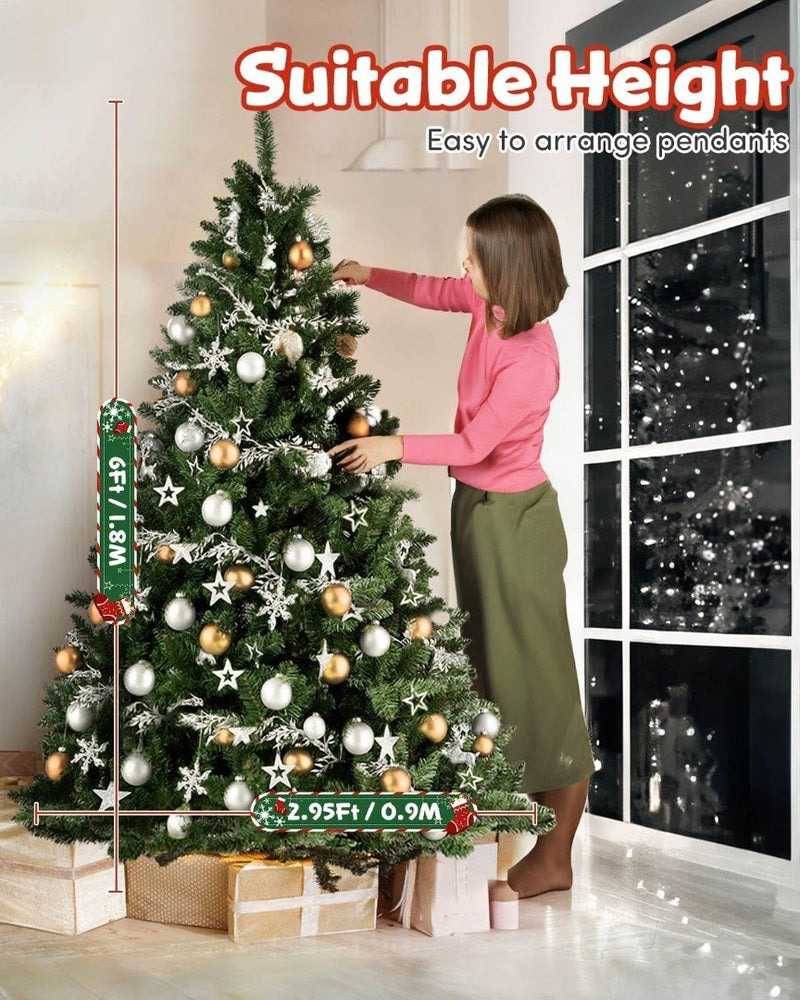 6ft Christmas Tree with Foldable Metal Stand, 800 Tips Artificial Christmas Tree