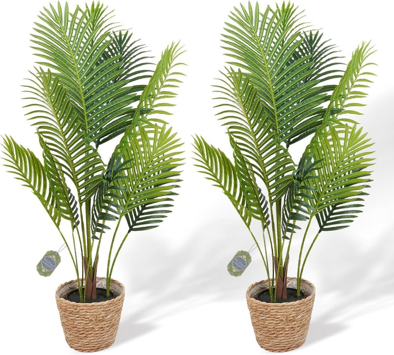 Areca Palm Artificial Indoor Plant - 120cm - 2 Pack - in Woven Baskets