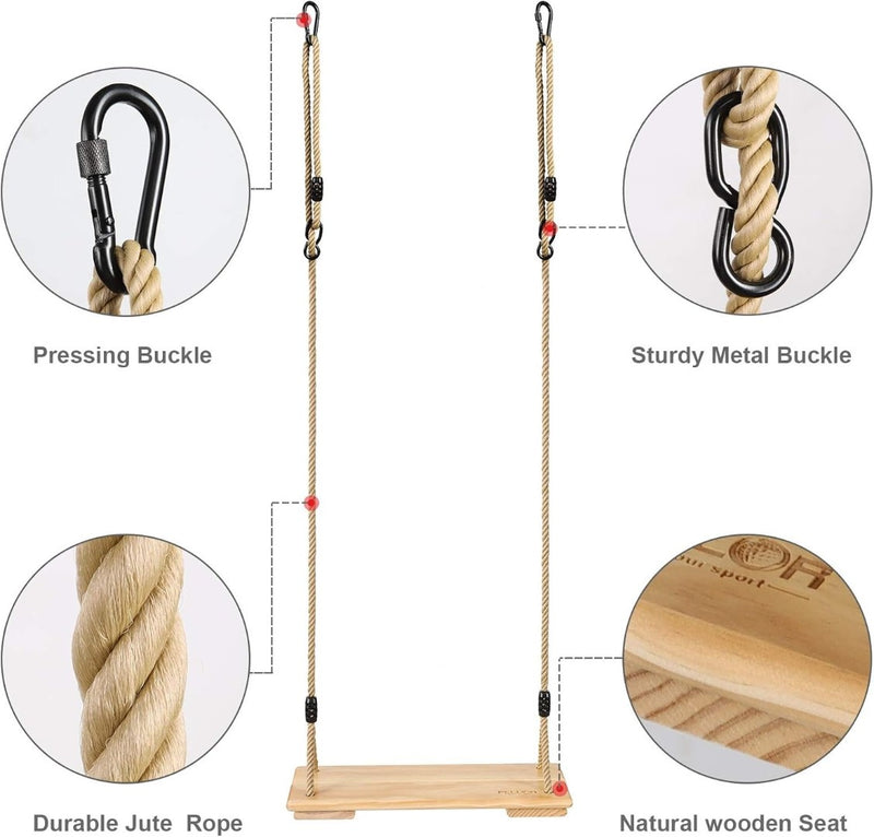 Wooden Hanging Swing 100kg Load