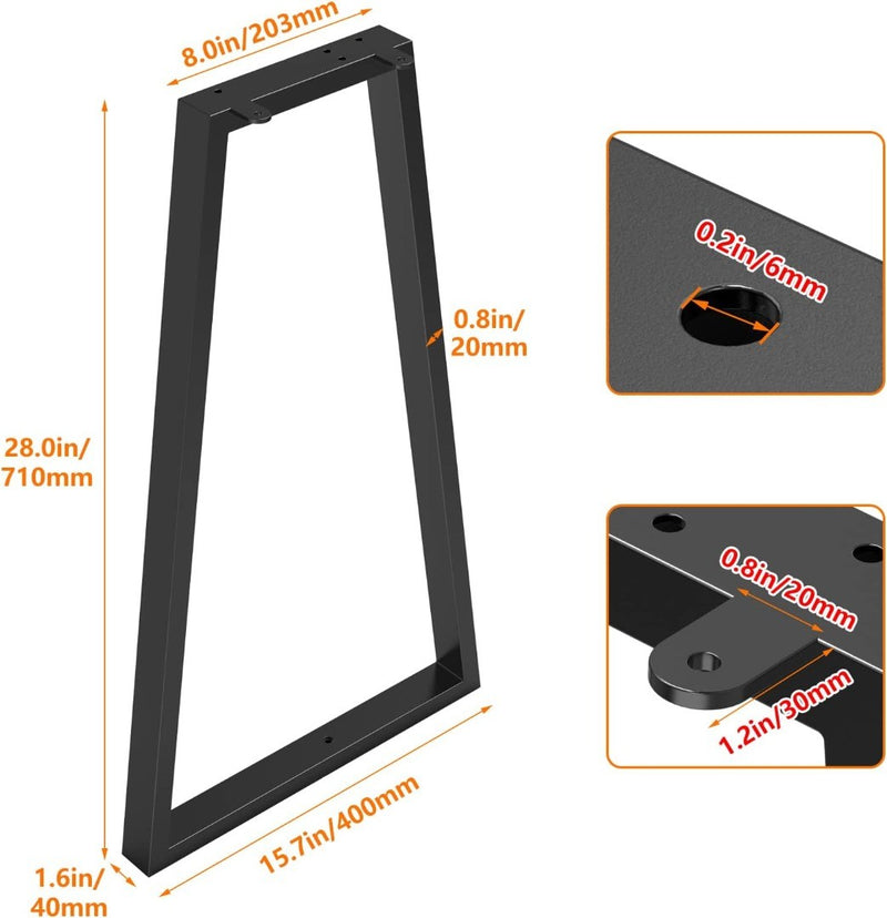 Table Legs Set of 71cm Heavy DutyTrapezoid Shaped