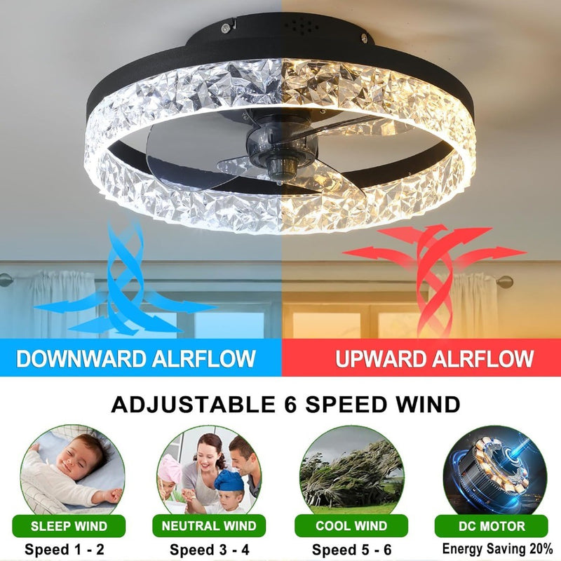 Quiet Ceiling Fans with Lights Remote Control, Modern Lighting Fan Ceiling Light