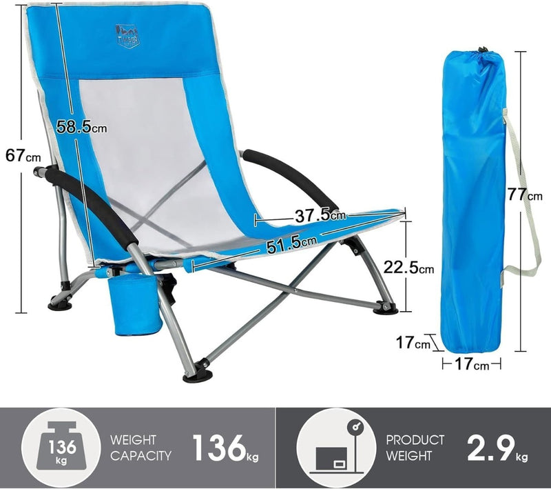 Low Camping Chair Set of 2, Folding Lightweight