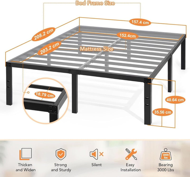 Metal Platform Bed Frame 157x200cm Black