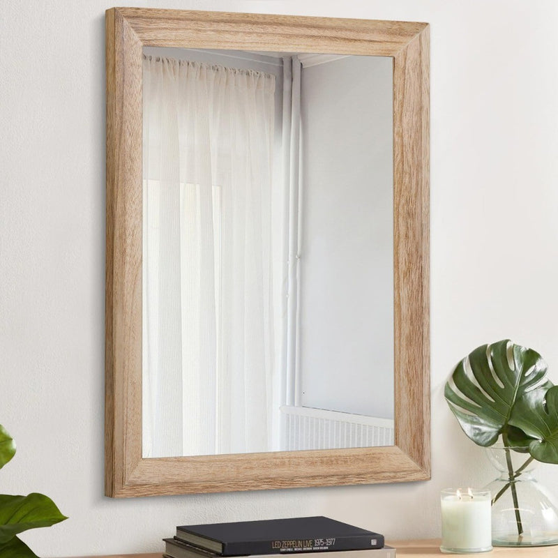 Wall Mirror 50x40cm Wood Frame Natural Rustic