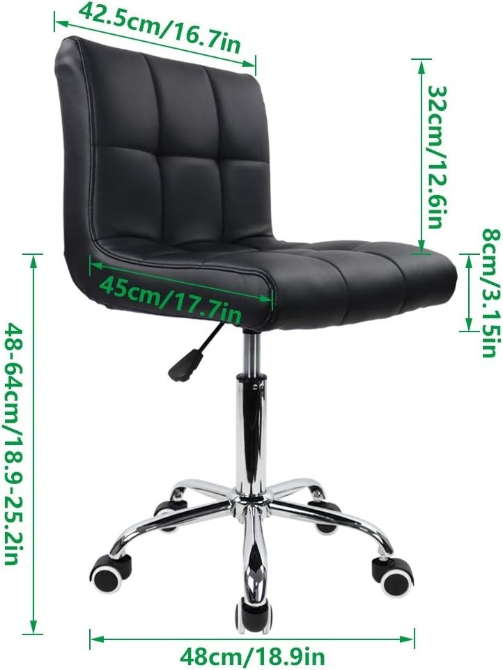 Leather Office Chair Height Adjustable Black