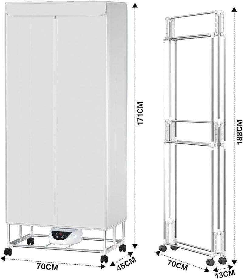 Clothes Dryer 2-Tier Stainless Steel Foldable Grey