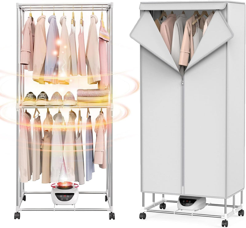 Clothes Dryer 2-Tier Stainless Steel Foldable Grey