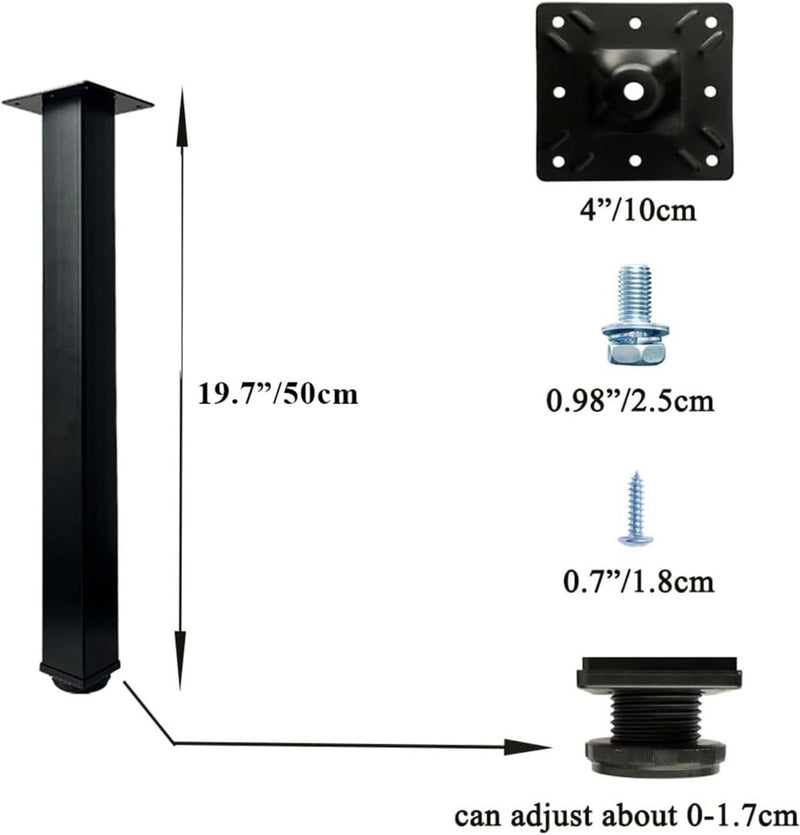 Adjustable Table Legs 50cm Metal