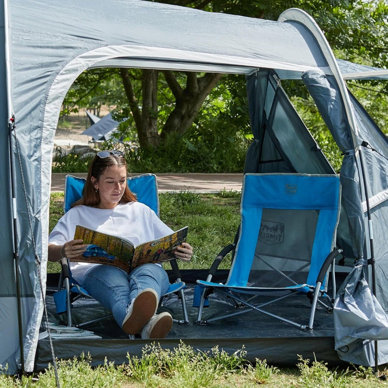 Low Camping Chair Folding Lightweight Beach Chair Blue