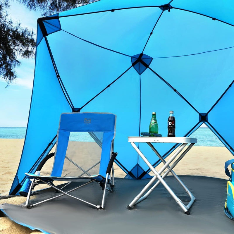 Low Camping Chair Folding Lightweight Beach Chair Blue