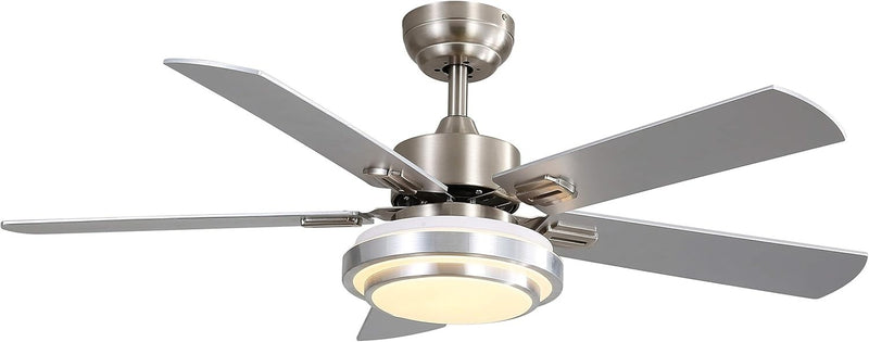 FINXIN Ceiling Fan with Lamp, Ceiling Fan with Light Brushed Nickel Ceiling Fans