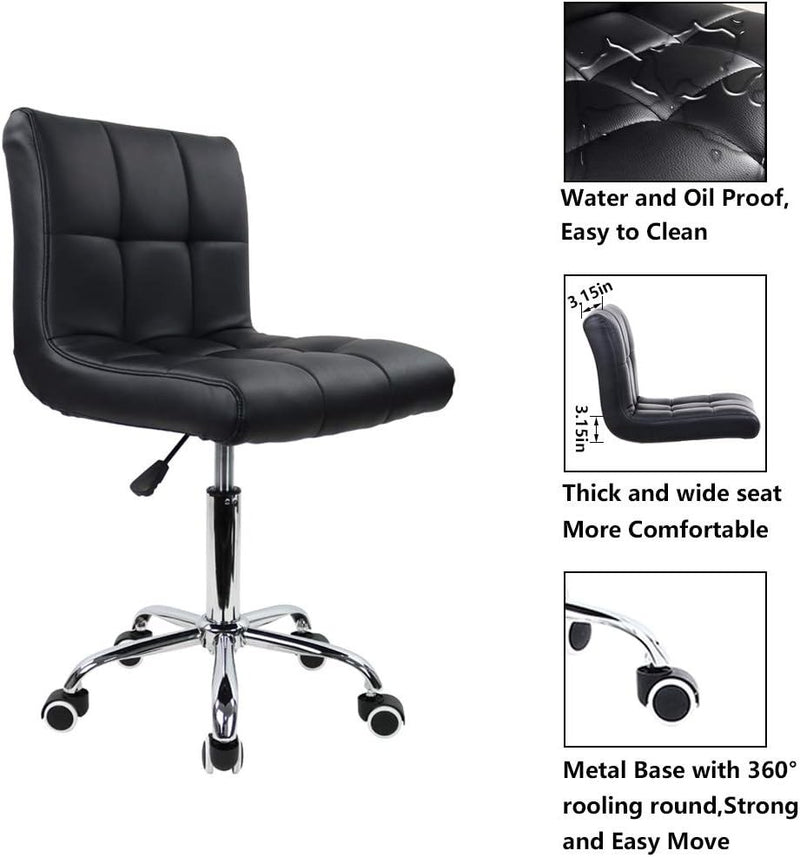 Leather Office Chair Height Adjustable Black