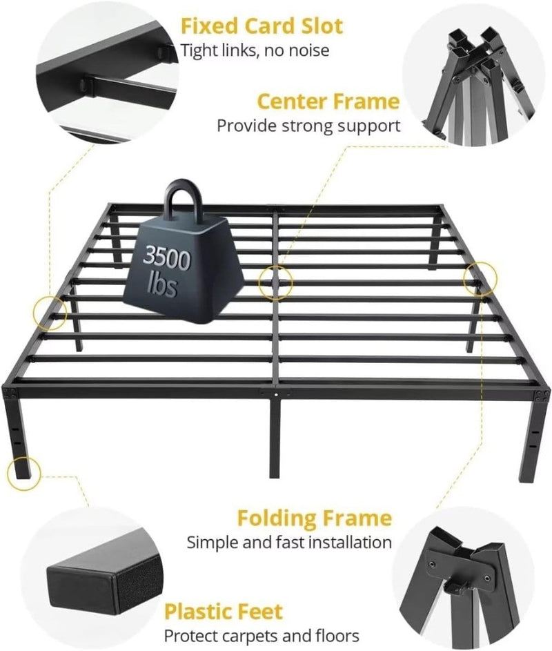 Metal Platform Bed Frame 157x200cm Black