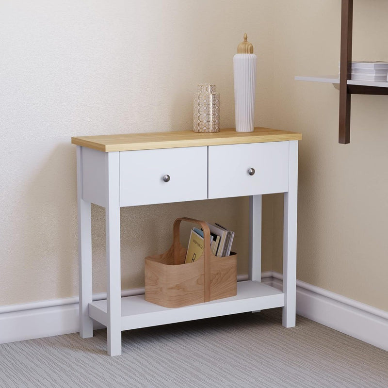 Console Table Grey with Shelves