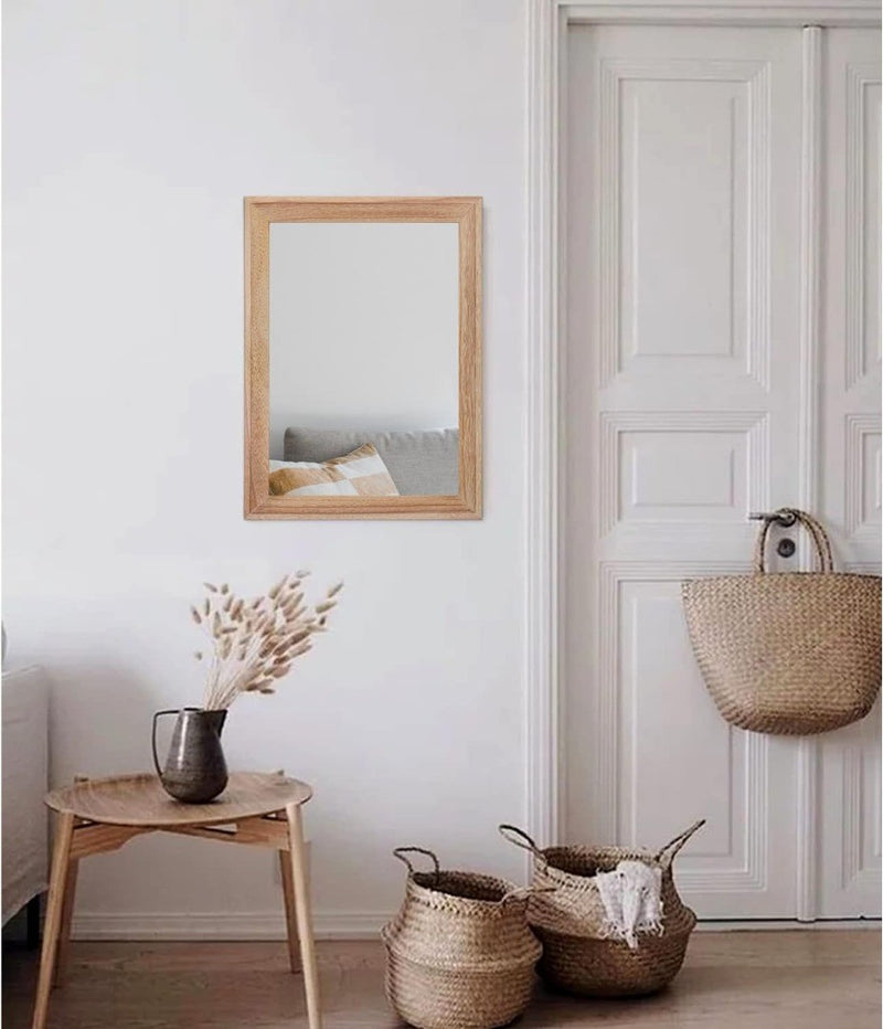 Wall Mirror 50x40cm Wood Frame Natural Rustic