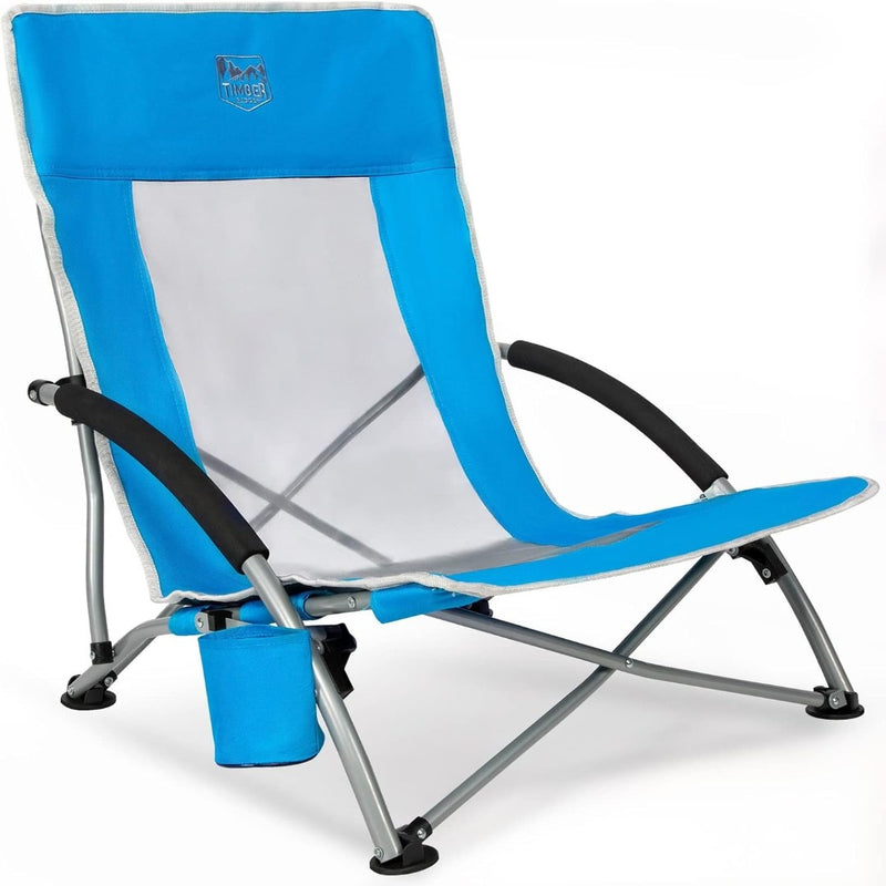 Low Camping Chair Folding Lightweight Beach Chair Blue